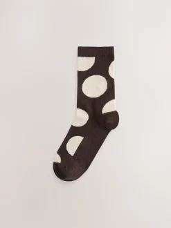 Chocolate Brown/White Spot Ankle Socks 5 Pack