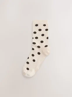 Chocolate Brown/White Spot Ankle Socks 5 Pack