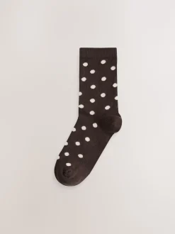 Chocolate Brown/White Spot Ankle Socks 5 Pack