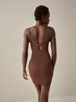 Chocolate Nude Firm Tummy Control Cupped Lace Slip