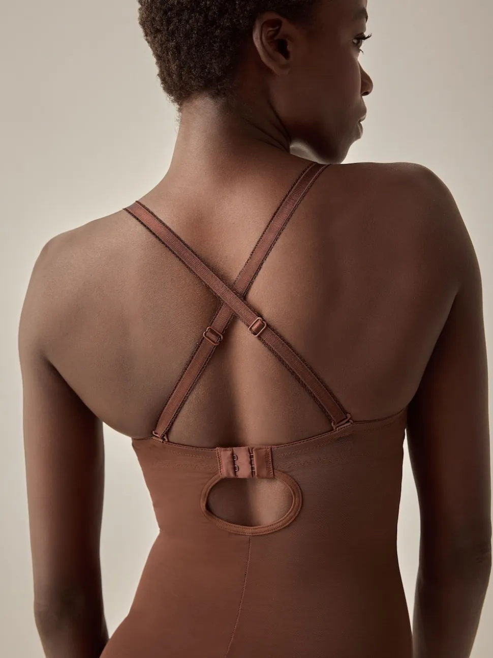 Chocolate Nude Firm Tummy Control Cupped Lace Slip