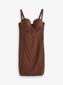 Chocolate Nude Firm Tummy Control Cupped Lace Slip