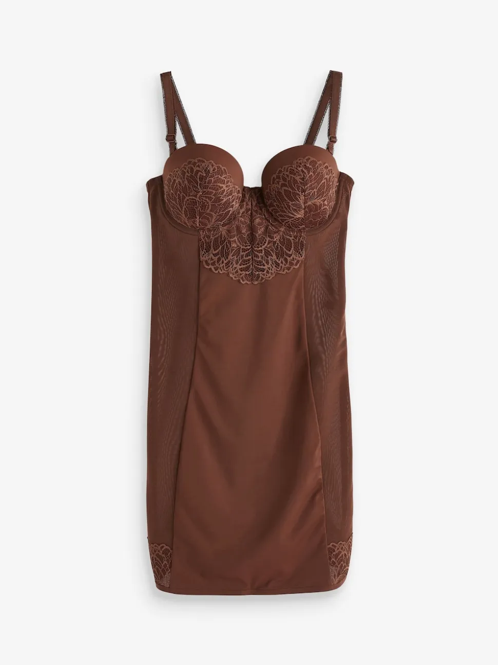 Chocolate Nude Firm Tummy Control Cupped Lace Slip