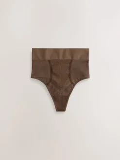 Chocolate Nude High Waist Thong Seamless Firm Tummy Control Shaping Briefs