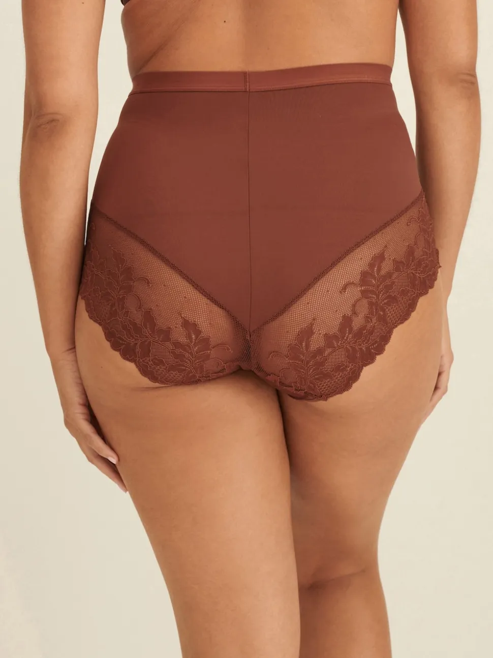 Chocolate Nude Print Tummy Control Shaping Lace Back Brazilian Knickers 2 Pack