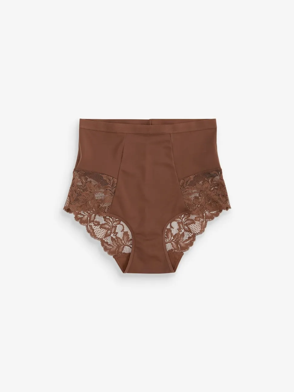 Chocolate Nude Print Tummy Control Shaping Lace Back Brazilian Knickers 2 Pack