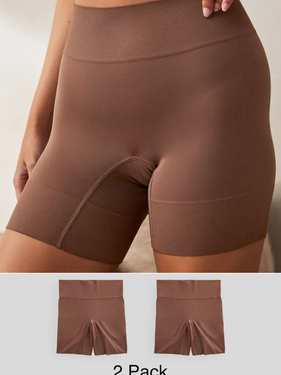 Chocolate Nude Seamless Smoothing Anti-Chafe Shorts 2 Pack