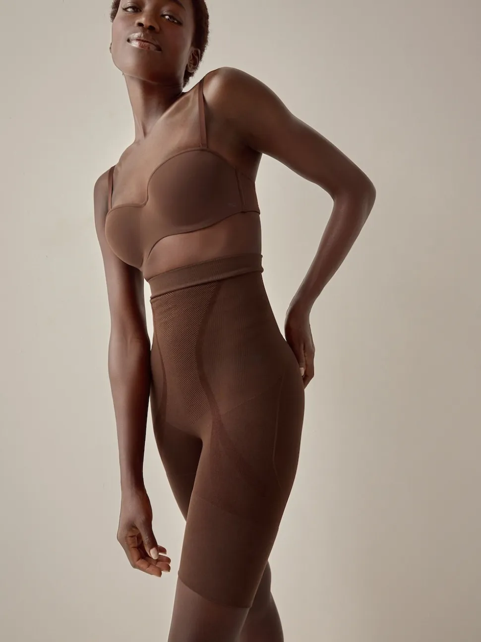 Chocolate Nude Thigh Smoother Short Seamless Firm Tummy Control Shaping Briefs