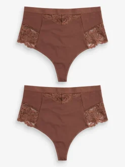 Chocolate Nude Tummy Control Light Shaping High Waist Thongs 2 Pack