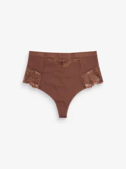Chocolate Nude Tummy Control Light Shaping High Waist Thongs 2 Pack