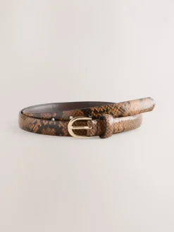 Chocolate Snake Print PU Belt