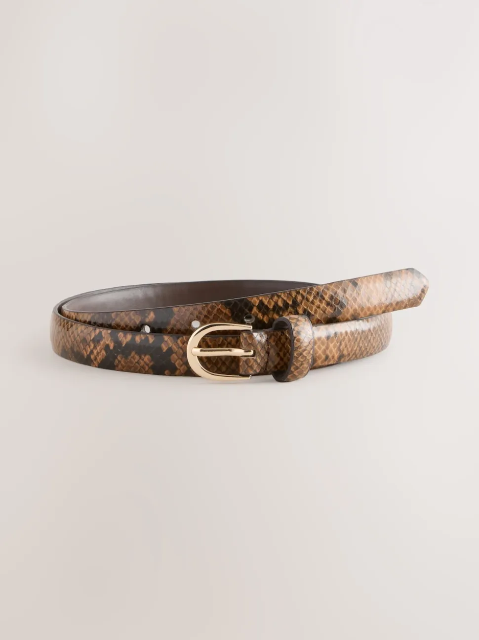 Chocolate Snake Print PU Belt