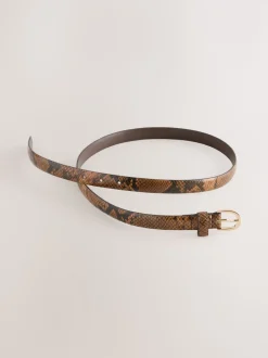 Chocolate Snake Print PU Belt