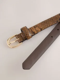 Chocolate Snake Print PU Belt