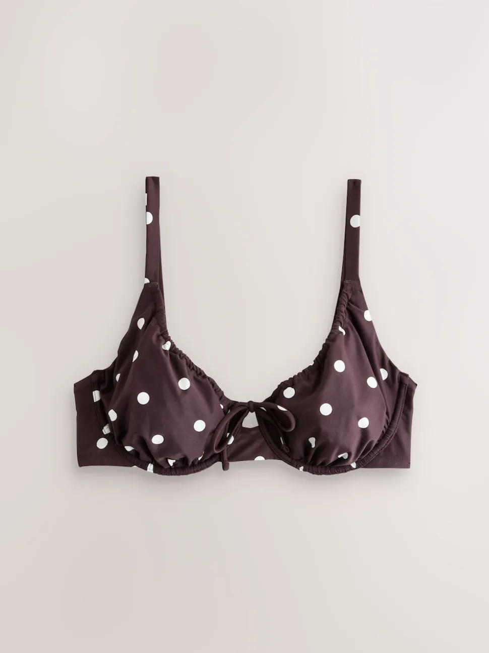 Chocolate/Cream Polka Dot DD+ Wired Non Padded Bikini Top