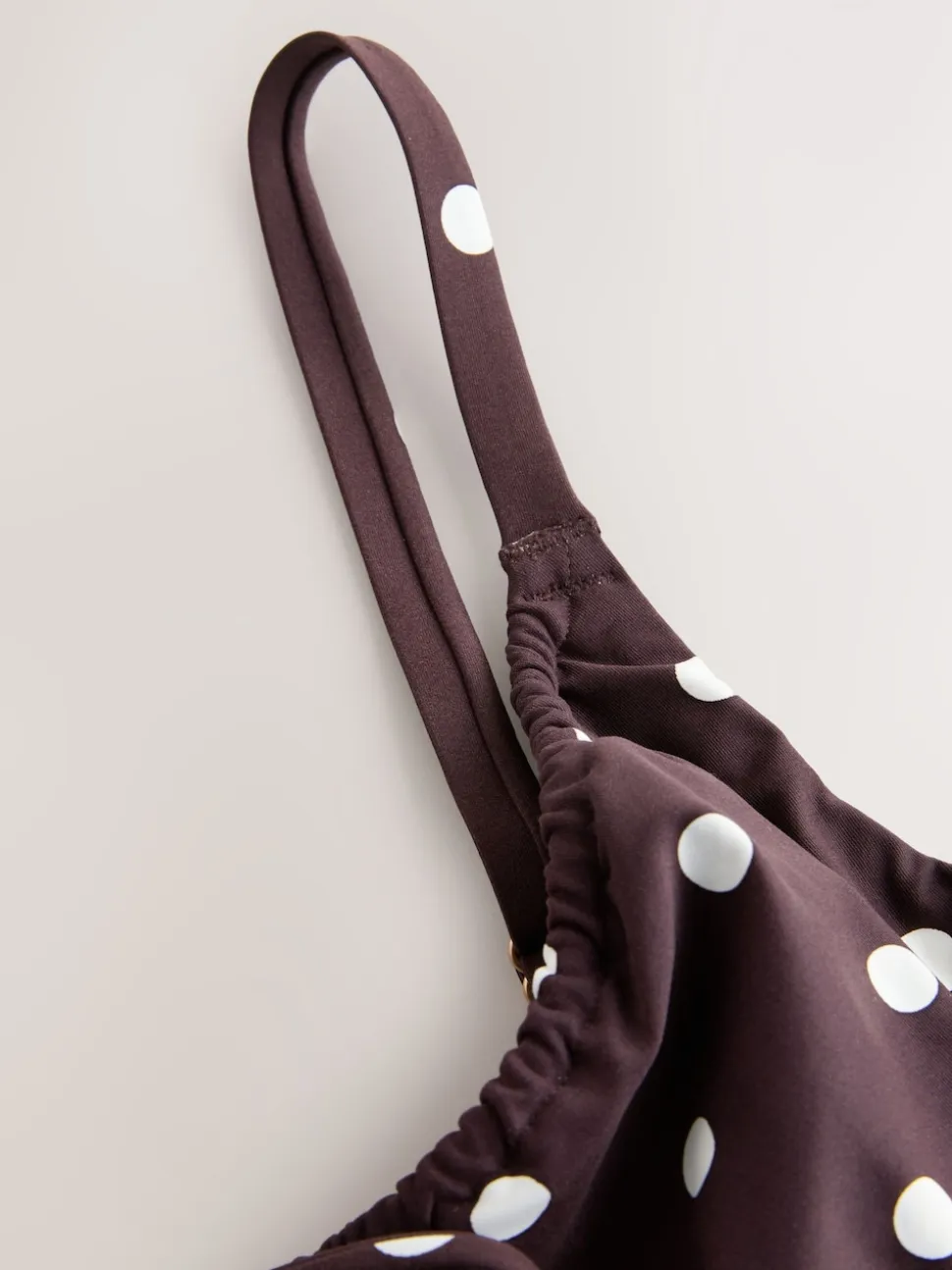 Chocolate/Cream Polka Dot DD+ Wired Non Padded Bikini Top