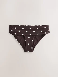 Chocolate/Cream Polka Dot Roll Top Bikini Bottoms