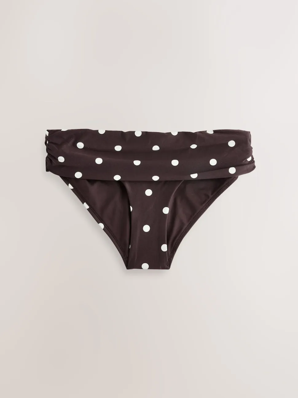 Chocolate/Cream Polka Dot Roll Top Bikini Bottoms