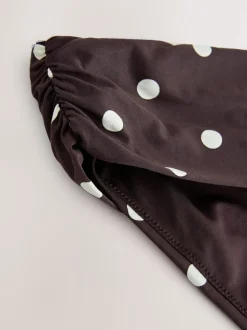 Chocolate/Cream Polka Dot Roll Top Bikini Bottoms