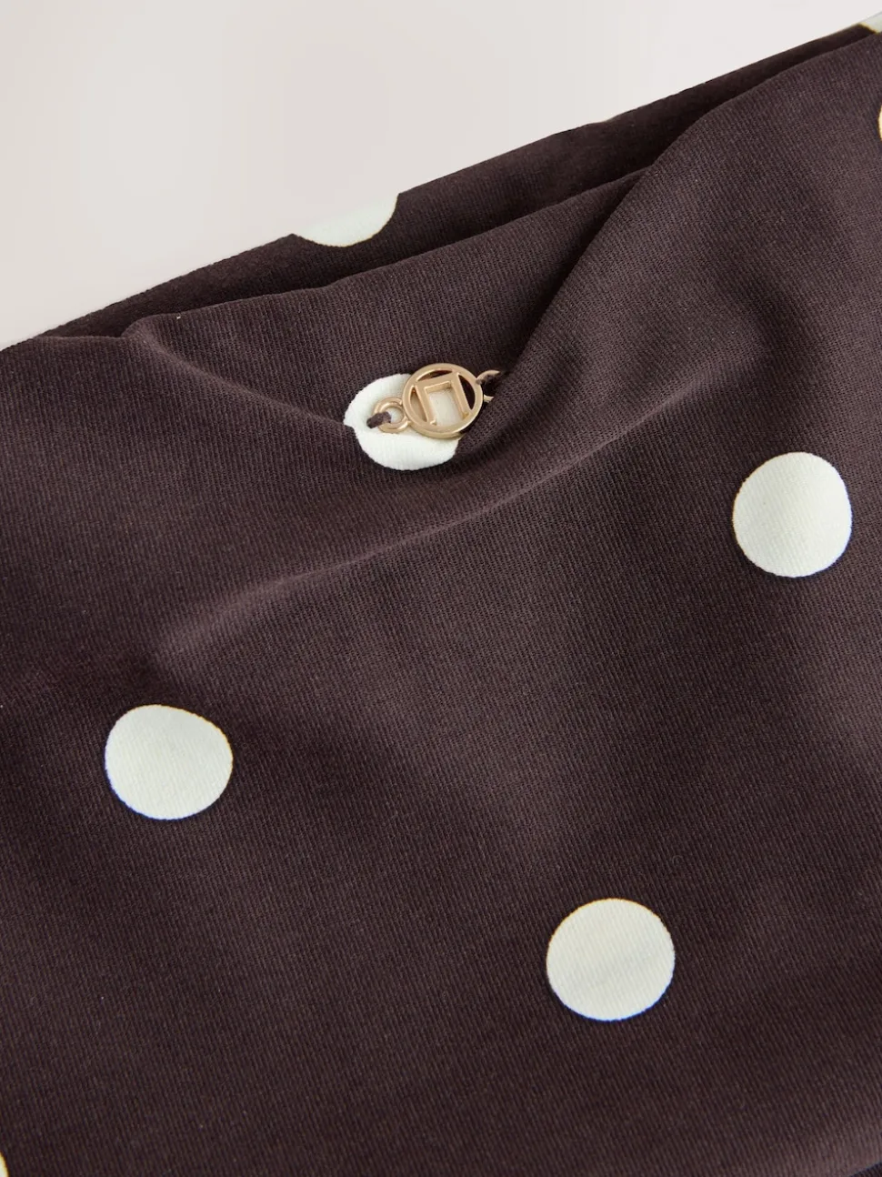 Chocolate/Cream Polka Dot Roll Top Bikini Bottoms