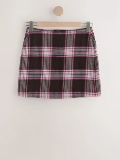 Chocolate/Pink Check Mini Skirt