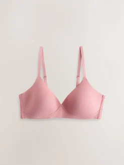 Chocolate/Pink/Cream Pad Non Wire Cotton Blend Ultimate Comfort Bras 3 Pack