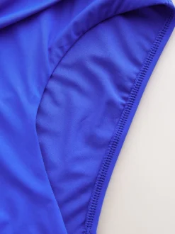Cobalt Blue Midi Waist Print Bikini Bottoms