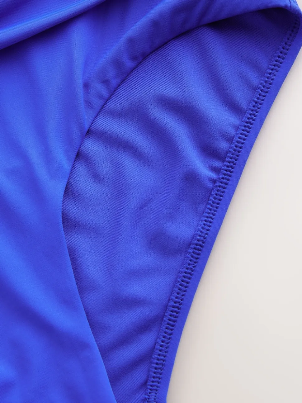 Cobalt Blue Midi Waist Print Bikini Bottoms