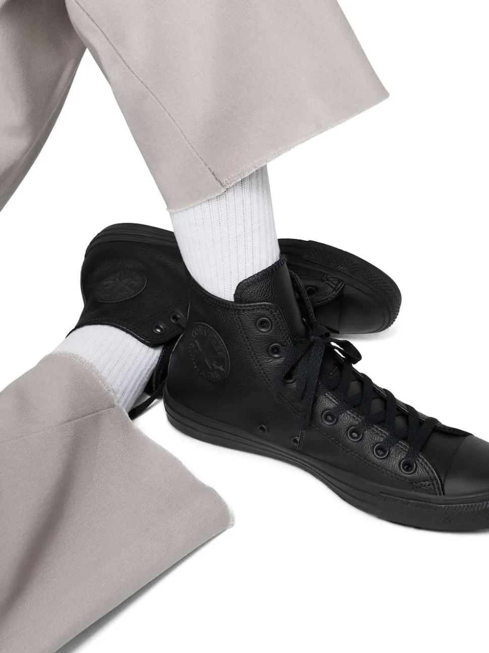 Converse Black Leather High Top Trainers