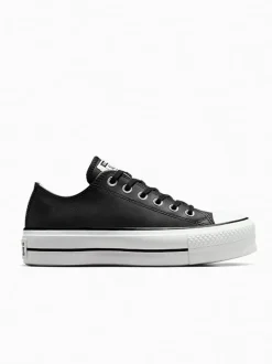 Converse Black Platform Lift Chuck Ox Leather Trainers