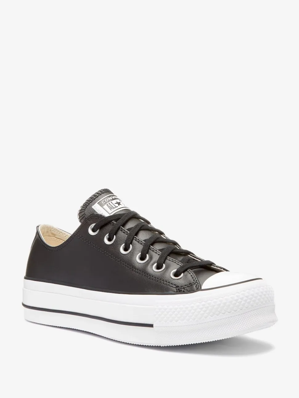 Converse Black Platform Lift Chuck Ox Leather Trainers