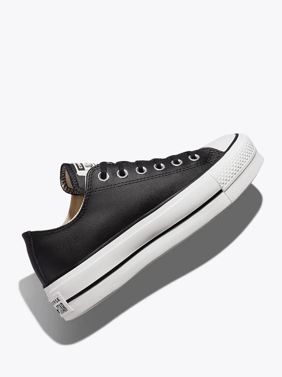 Converse Black Platform Lift Chuck Ox Leather Trainers