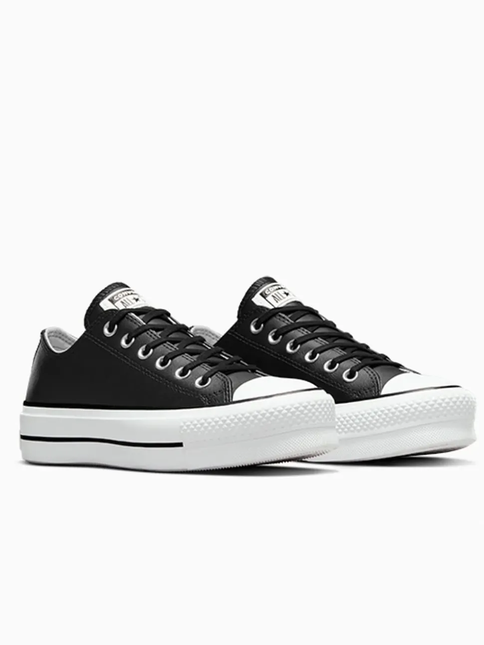 Converse Black Platform Lift Chuck Ox Leather Trainers