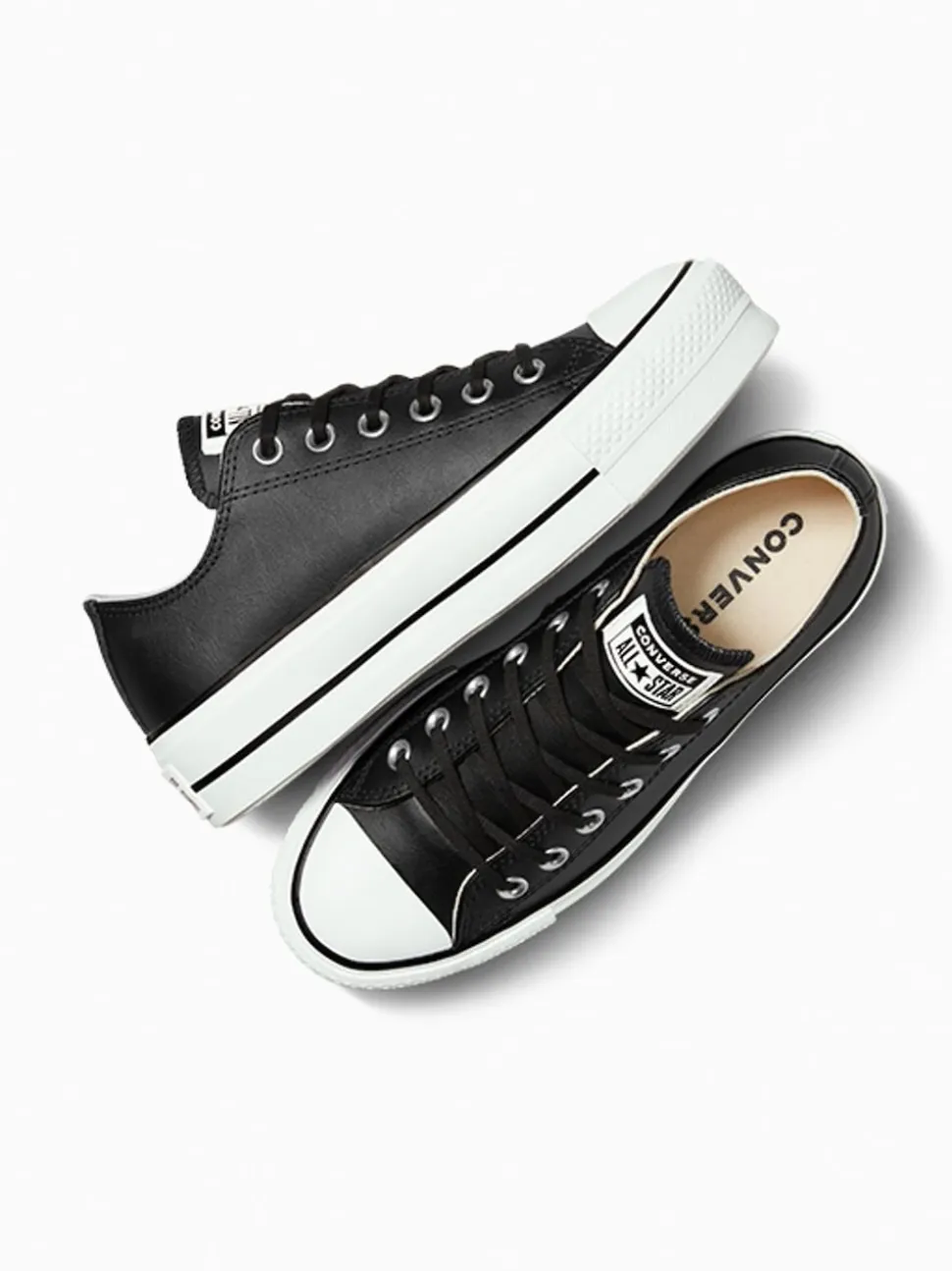 Converse Black Platform Lift Chuck Ox Leather Trainers