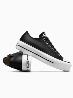 Converse Black Platform Lift Chuck Ox Leather Trainers