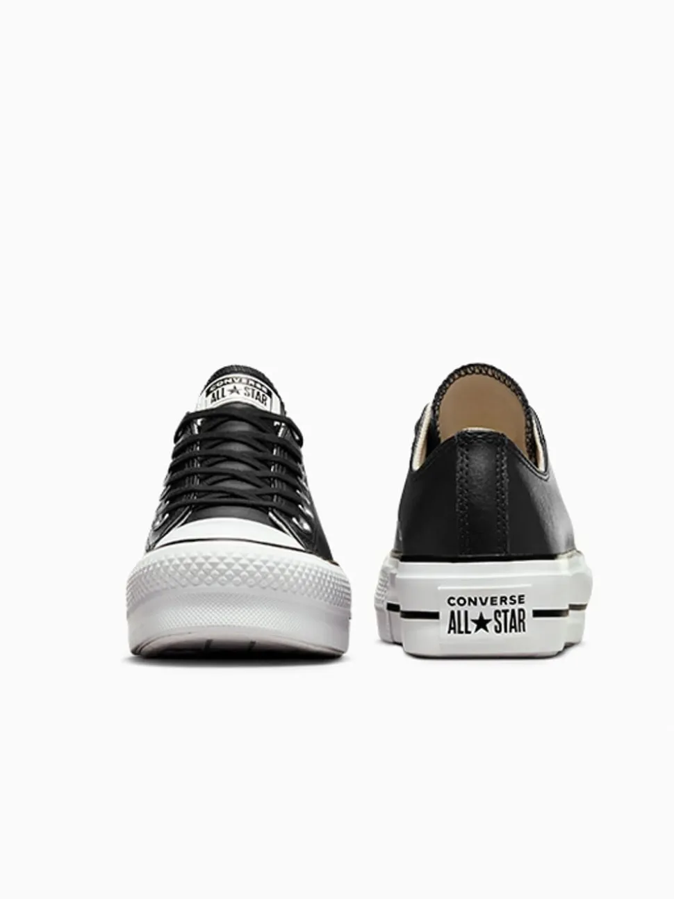 Converse Black Platform Lift Chuck Ox Leather Trainers