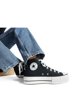 Converse Black/White Chuck Taylor All Star Lift Wide Trainers