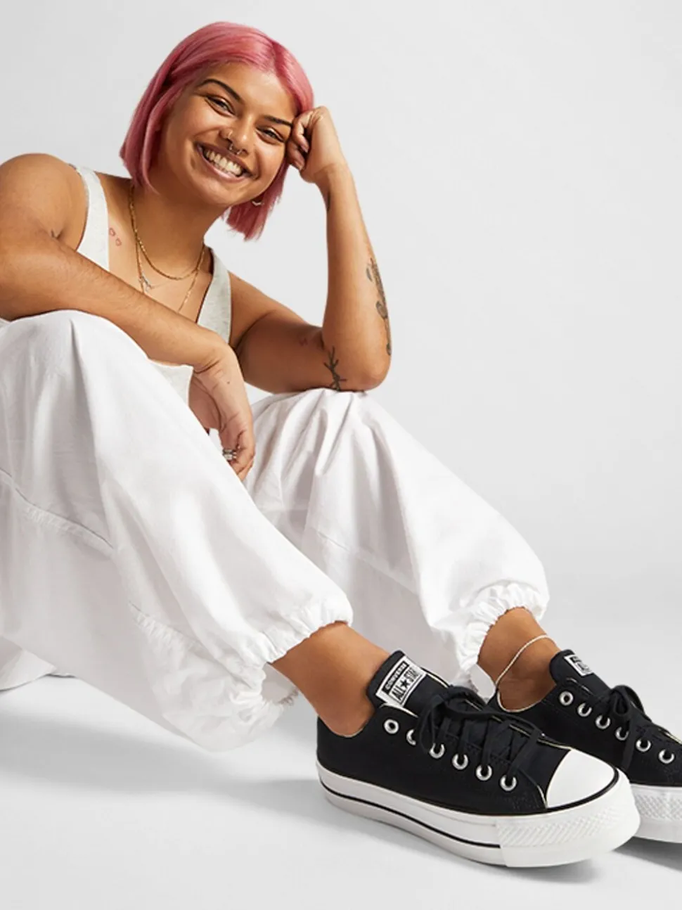 Converse Black/White Platform Lift Chuck Ox Trainers