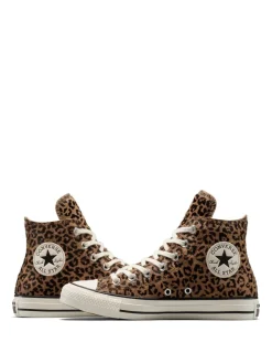 Converse Leopard Brown Chuck Taylor Suede All Over High Trainers