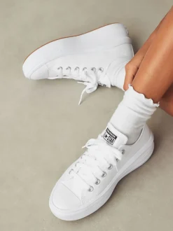Converse White All Star Move Chuck Ox Platform Trainers