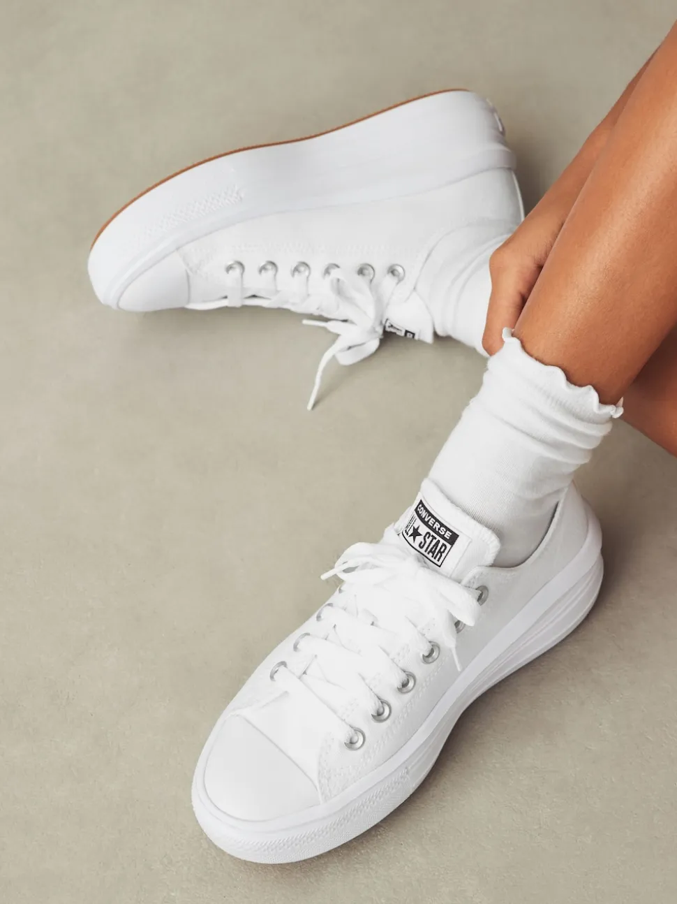 Converse White All Star Move Chuck Ox Platform Trainers