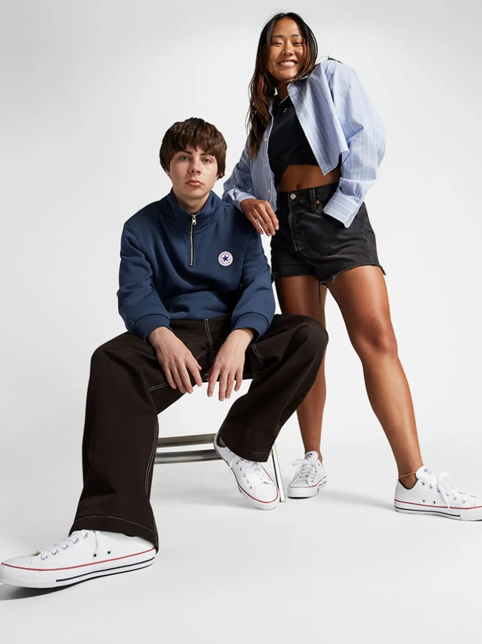 Converse White Leather Ox Trainers