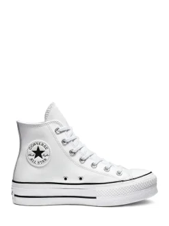 Converse White Platform Lift Chuck Taylor Leather High Trainers