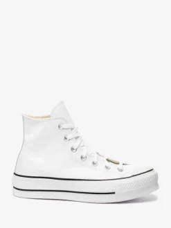 Converse White Platform Lift Chuck Taylor Leather High Trainers
