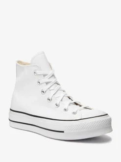 Converse White Platform Lift Chuck Taylor Leather High Trainers