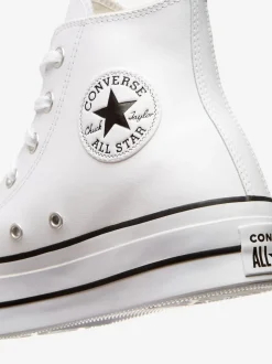 Converse White Platform Lift Chuck Taylor Leather High Trainers