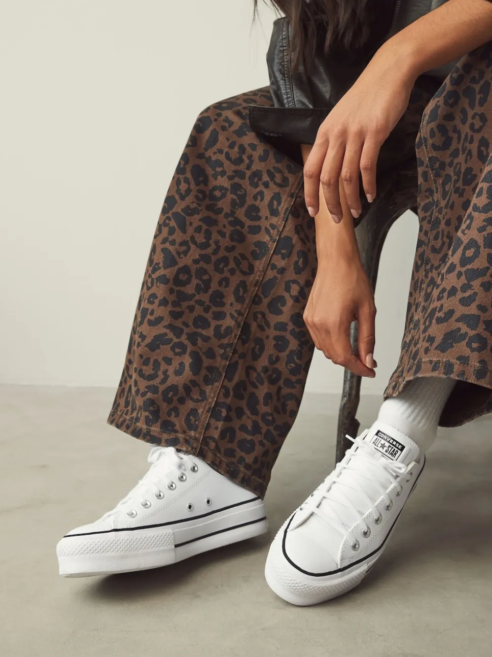 Converse White Platform Lift Chuck Ox Leather Trainers