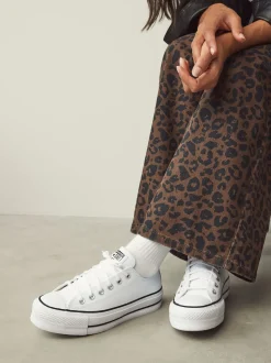 Converse White Platform Lift Chuck Ox Leather Trainers