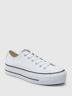 Converse White Platform Lift Chuck Ox Leather Trainers