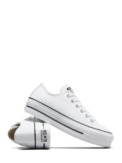 Converse White Platform Lift Chuck Ox Leather Trainers